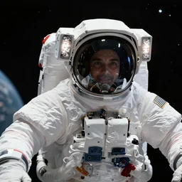 astronaut taking a selfie in space