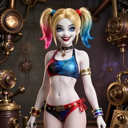 bioshock steampunk portrait of harley quinn in bikini, Pixar style, by Tristan Eaton Stanley Artgerm and Tom Bagshaw.