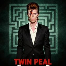 twin peaks poster art, portrait of david bowie stands before the labyrinth, his fate for the next two years, by michael whelan, rossetti bouguereau, artgerm, retro, nostalgic, old fashioned