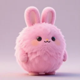 shaggy furry round rabbit, art by ovopack, tatsuro kiuchi, yoji shinkawa, cute, cartoon, 3 d art, c 4 d, fantasy, pink color scheme, perfect lighting, 4 k, smooth, digital art, concept art, trending on artstation, illustration