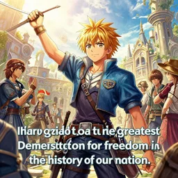 i am happy to join with you today in what will go down in history as the greatest demonstration for freedom in the history of our nation. ultrafine hyperrealistic colored illustration, intricate linework, sharp focus, octopath traveler, final fantasy, unreal engine highly rendered, global illumination, radiant light, intricate environment