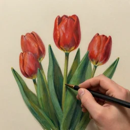 tulips, artstation, unreal engine, hand - drawn, filmic