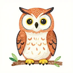 cute colored lithography of an owl goddess