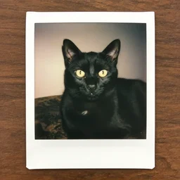 polaroid of a black cat