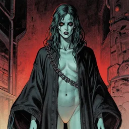 creepy mannequin, comic book cover art, four color process