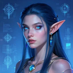 portrait of jewel elf oracle in the style of Rob Lefield and Dan Mumford , trending on artstation, digital art,surrealism ,macro,blueprint ,vaporwave ,