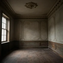 empty room high ceiling, victorian, soft light, ominous, photorealistic, detailed, 8k