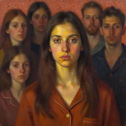 portrait in comfortable femininity, ethnic, determined face, warm glow, bathed in light, captured memory, static impressionism, radiosity, terrazzo, pj crook, michael garmash, livia prima, nick alm, casey baugh, deep color, oil on canvas