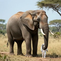 An elephant in a spacesuit