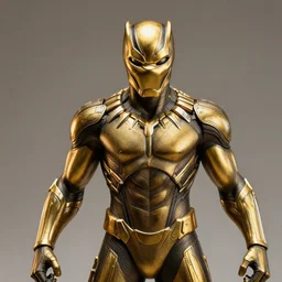 a close up shot of a golden statue of black panther, detailed, 8K, epic,
