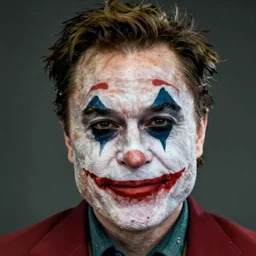 elon musk playing joker 8 k, highly detailed face
