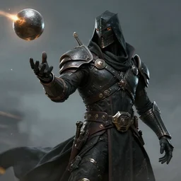 a portrait of dark warlord casting projectile - ball and shoot it, cyberpunk concept art, trending on artstation, highly detailed, intricate, sharp focus, digital art, 8 k