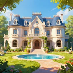 a mansion, trending on artstation, vibrant colors, gorgeous, beautiful, magnificent, high quality