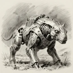 Animal mech, pencil sketch, concept art