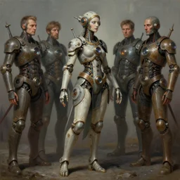 a fullbody overdetailed hypermaximalist sideview fullbody portrait shot of clockpunk goddess of science. realistic painting by dragan ilic di vogo, andrei riabovitchev, tomasz alen kopera, glenn brown, giger. surrealism by peter gric. contra pose. muted smootg complementary colors. polished. visionary fineart. wide margins.
