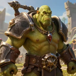 film shot close up of a war craft orc in a batleground, warcraft concept art design, blizzard games, hyper realistic concept art, 4 k, high quality render