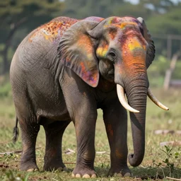 a rainbow - coloured elephant, photorealistic, natural lighting, trending on artstation, photorealistic