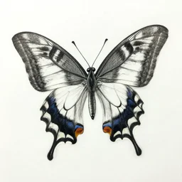 scientific sketch, study of papilio ulysses butterfly
