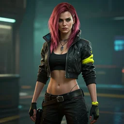 Cara Delevingne in Cyberpunk 2077. In game render