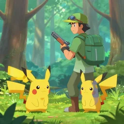 hunting in the woods, hunting for pokemon