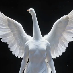 photo of an angel that has very long neck in the outer space