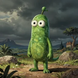 Pickle Rick drawn by Picasso