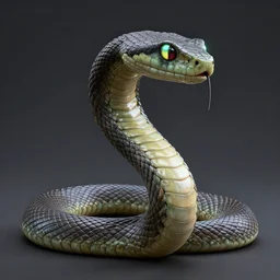 a realistic sanke from metal gear with glowing neon eyes, finely detailed, 4 k, photorealistic, cycles engine,