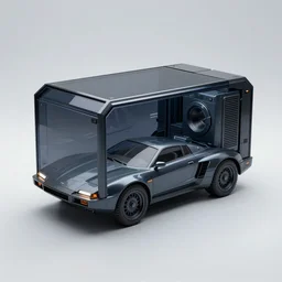 a dark glass and plastic surface box shaped vehicle, scifi flying vehicle, bladerunner 2 0 4 9, air conditioner, washing machine, pininfarina, hard surface, studio lighting, unreal engine 5, light background