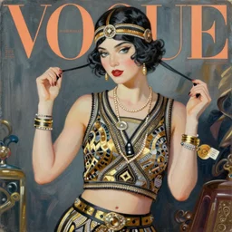vogue magazine, elle magazine, vintage roaring 2 0 s flapper, greg rutkowski, john singer sargent, anime, trending on artstation, oil painting, crop top, intricate