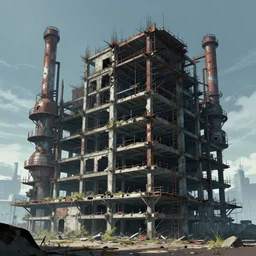 a beautiful photorealistic anime illustration of kingdom unfinished building industrial architecture abandoned architecture urbex building by edward hopper, tundra retrowave cyberpunk, archdaily, wallpaper, highly detailed, trending on artstation.