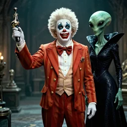 ronald mcdonald versus queen alien by h. r. giger highly detailed, cinematic, panoramic