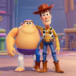 one photo of woody and buzz in the ratchet and clank universe