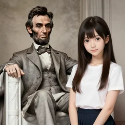 old photo of abraham lincoln next to anime girl