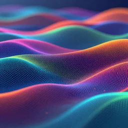 vibrant colors, design, octane render, digital painting, waving particle dot technology, big data, hi - tech, shallow depth of field, wave moving dots, epic, photorealism, trending artstation, flow particles dot, cinematic lighting, concept art, illustration, highly detailed