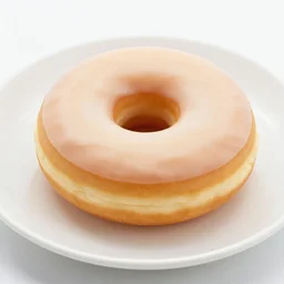 a delicious donut sitting on a plate, food shot
