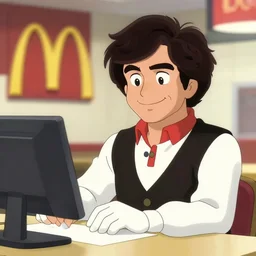 bob ross works at mcdonalds in the new anime, screenshot