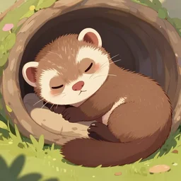 a cute animated ferret sleeping