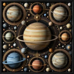 the solar system in the style of heironymus bosch, intricate colorful masterpiece, hyper detailed, hd