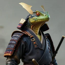 a reptile samurai portrait by greg rutkowski, unreal engine, octane render