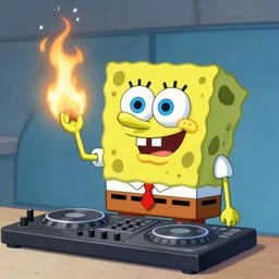 Spongebob burned out on drugs DJing