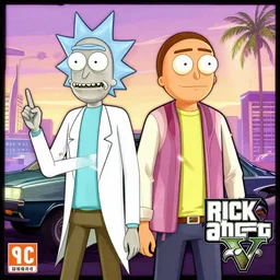 GTA V cover art with Rick and Morty