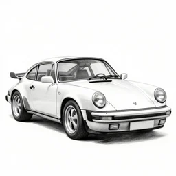 black and white pencil sketch of a porsche 9 1 1 9 6 4 carrera 2