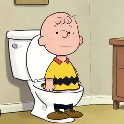 charlie brown on the toilet