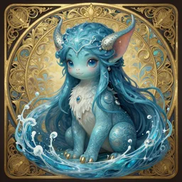 summoner with a cute water elemental, fantasy, intricate, elegant, highly detailed, digital painting, artstation, concept art, wallpaper, smooth, sharp focus, illustration, art by artgerm and greg rutkowski and alphonse mucha