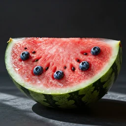 watermelon with blueberries embedded within
