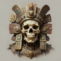 digital painting of cyberpunk skull mayan god of death by filipe pagliuso and justin gerard symmetric fantasy highly detailed realistic intricate port