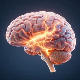 human brain firing neurones into a comic nebular photo realistic, light art, closeup - view, ultra - hd, super - resolution, triboluminescence