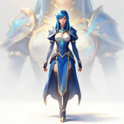 perfectly - centered!! looking at the camera!!! full body portrait of the female blue mage, bright lighting, intricate abstract upper body intricate artwork, by hearthstone, concept art, hearthstone mastered art