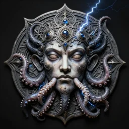 real life cthulhu face mandala photo with tentacles and suckers professional photography intricate lightning - n 4