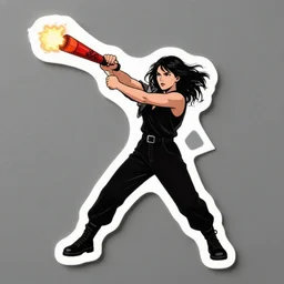 die cut sticker, molotov throwing revolutionary anarchist girl